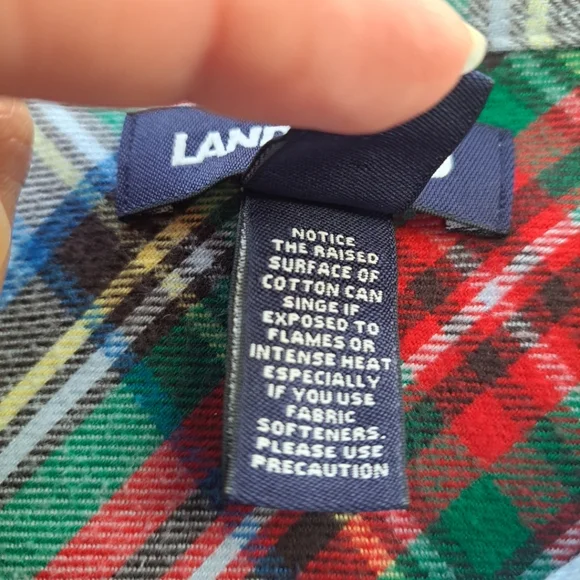 Land’s End Flannel Button-down Shirt Women's Sz 14 Large Plaid Long Slveeve - Picture 10 of 16